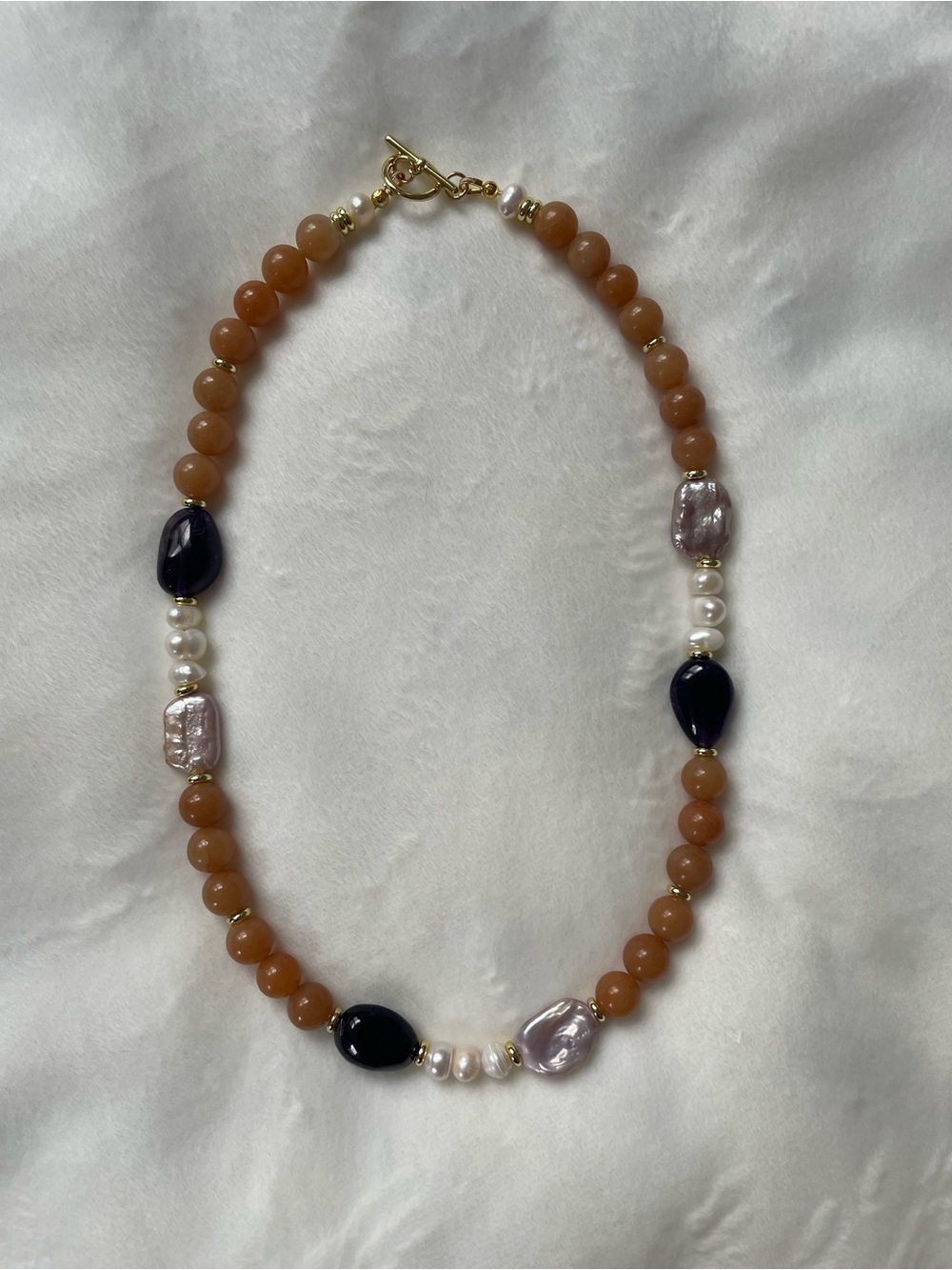 Boutique Statement Necklace with Amethyst & Pearl Accents